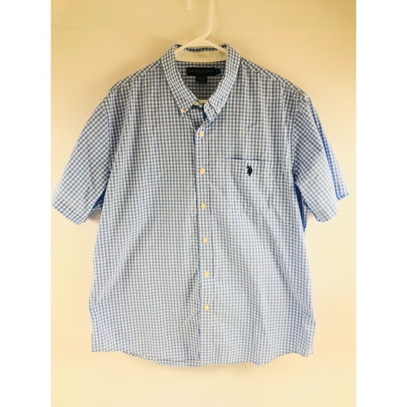 US Polo Assn. Other - US Polo Assn. Shirt Men's Size XL Blue White Checkered Short Sleeve Button Down